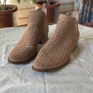 Perforated Tan Ankle Boots